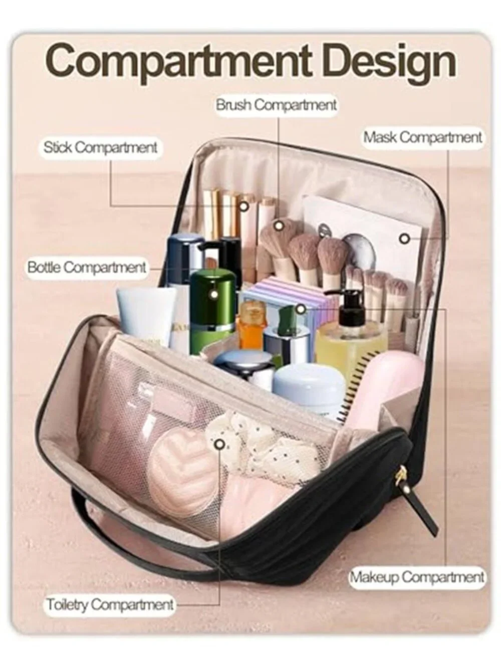 2 Pcs Beautiful Velvet Cosmetic Bag Standing Makeup Bag with Fold Down